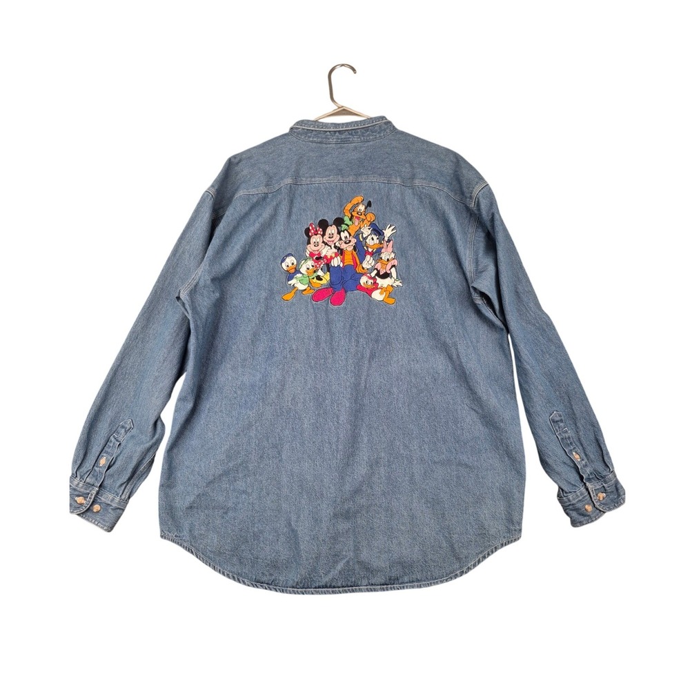 The Disney Store Mens XL Blue Denim Button Down Shirt Long Sleeve Cotton Vintage